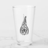 Zwart-witte tribale haan glas (Achterkant)