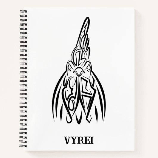 Zwart-witte tribale haan notitieboek (Voorkant)