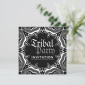 Zwart Witte Tribale Middeleeuwse Gotische Feest Kaart (Staand voorkant)