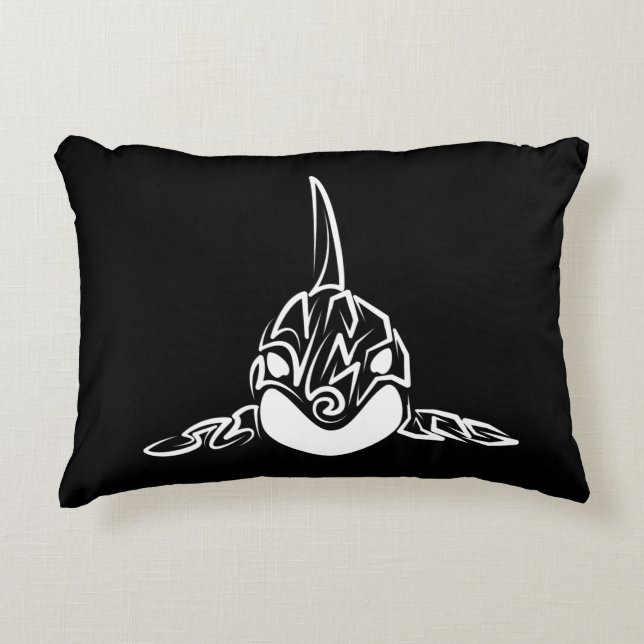 Zwart-witte tribale orca accent kussen (Voorkant)