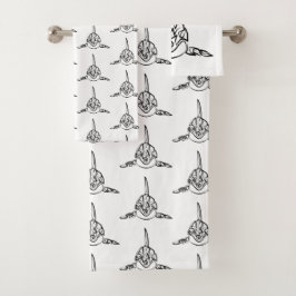 Zwart-witte tribale orca bad handdoek