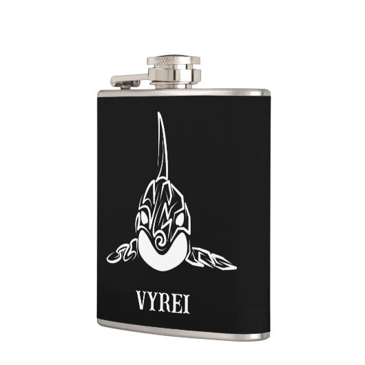 Zwart-witte tribale orca heupfles (Links)