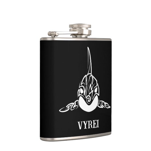 Zwart-witte tribale orca heupfles (Rechts)