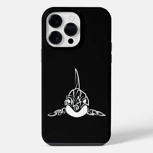 Zwart-witte tribale orca iPhone hoesje (Achterkant)