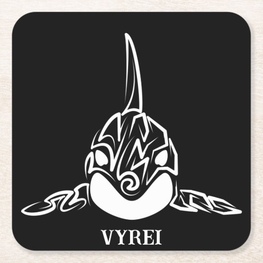 Zwart-witte tribale orca kartonnen onderzetters (Voorkant)