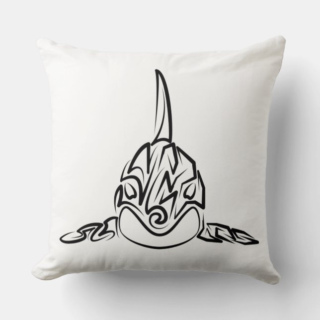 Zwart-witte tribale orca kussen (Voorkant)