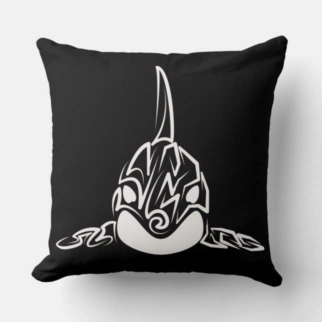 Zwart-witte tribale orca kussen (Voorkant)