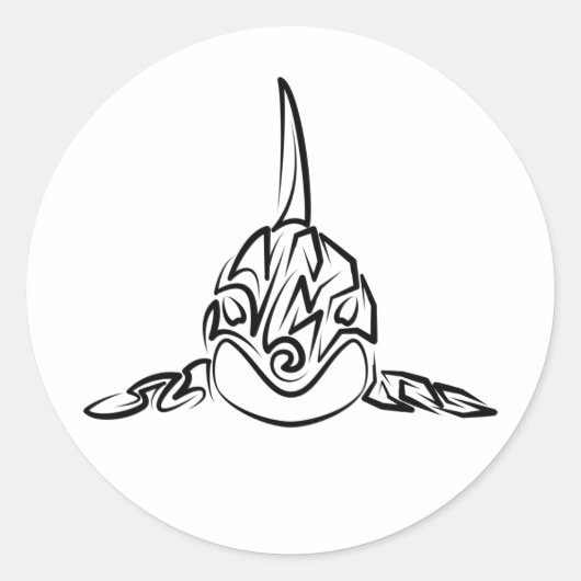Zwart-witte tribale orca ronde sticker (Voorkant)