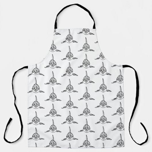 Zwart-witte tribale orca schort (Voorkant)