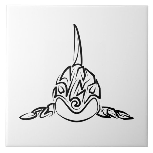 Zwart-witte tribale orca tegeltje (Voorkant)