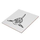 Zwart-witte tribale orca tegeltje (Zijkant)