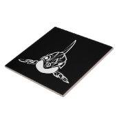 Zwart-witte tribale orca tegeltje (Zijkant)