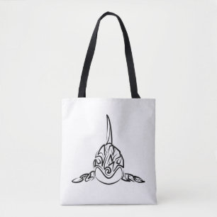 Zwart-witte tribale orca tote bag