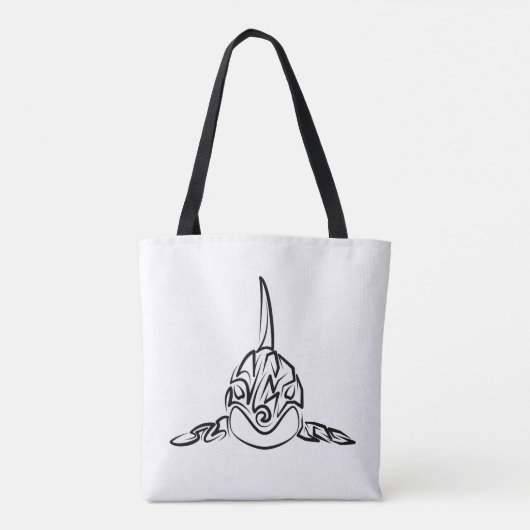 Zwart-witte tribale orca tote bag (Achterkant)