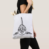 Zwart-witte tribale orca tote bag (Dichtbij)