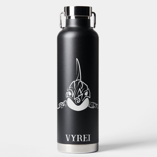 Zwart-witte tribale orca waterfles (Voorkant)