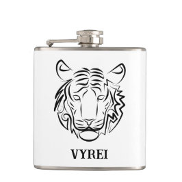 Zwart-witte tribale tijger heupfles