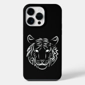 Zwart-witte tribale tijger iPhone hoesje (Achterkant)
