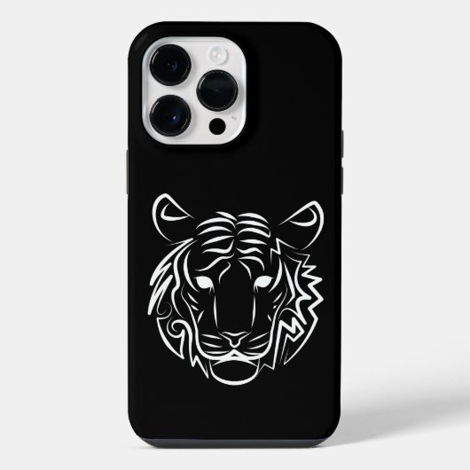 Zwart-witte tribale tijger iPhone hoesje (Achterkant)