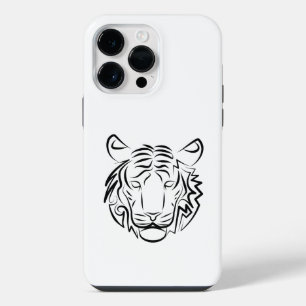 Zwart-Witte Tribale Tijger iPhone 14 Pro Max Hoesje