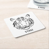 Zwart-witte tribale tijger kartonnen onderzetters (Schuin)