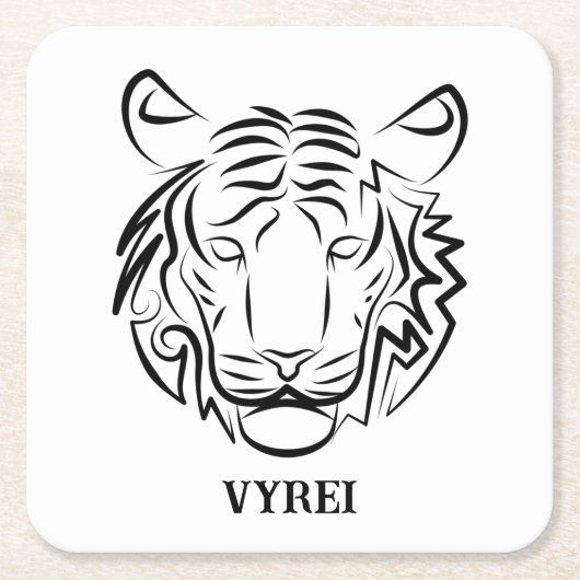 Zwart-witte tribale tijger kartonnen onderzetters (Voorkant)