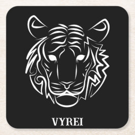 Zwart-witte tribale tijger kartonnen onderzetters