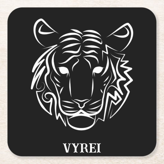 Zwart-witte tribale tijger kartonnen onderzetters (Voorkant)