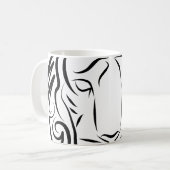 Zwart-witte tribale tijger koffiemok (Voorkant links)