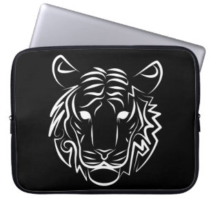 Zwart-witte tribale tijger laptop sleeve