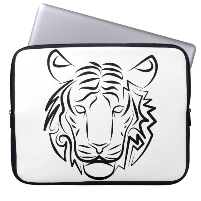 Zwart-witte tribale tijger laptop sleeve (Voorkant)