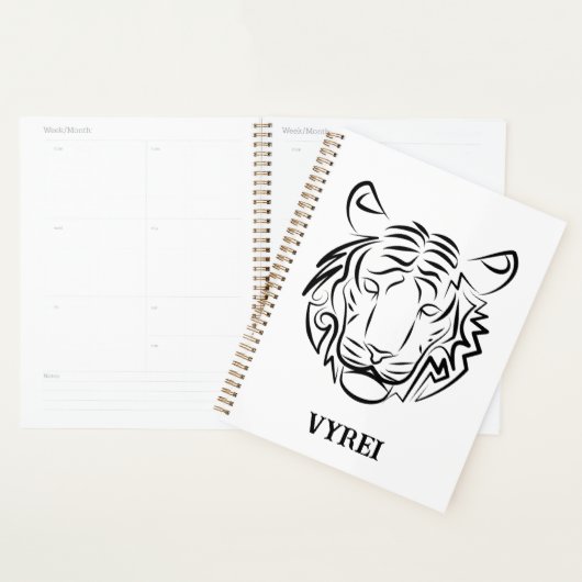 Zwart-witte tribale tijger planner (Display)