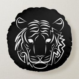 Zwart-witte tribale tijger rond kussen