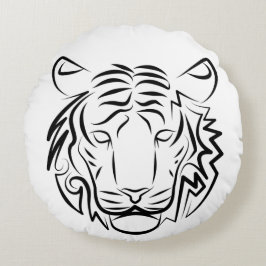 Zwart-witte tribale tijger rond kussen