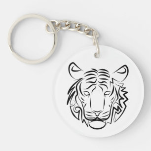 Zwart-witte tribale tijger sleutelhanger