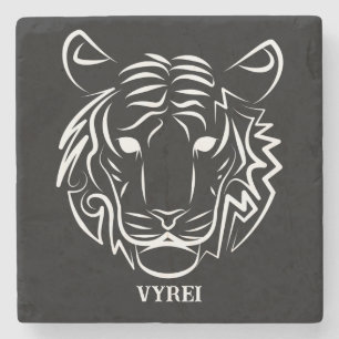 Zwart-witte tribale tijger stenen onderzetter