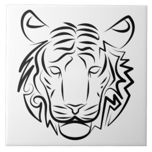 Zwart-witte tribale tijger tegeltje