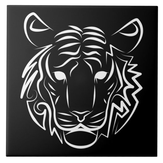 Zwart-witte tribale tijger tegeltje (Voorkant)