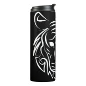 Zwart-witte tribale tijger thermosbeker (Gedraaid links)