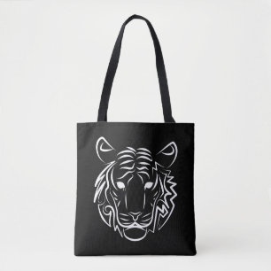 Zwart-witte tribale tijger tote bag