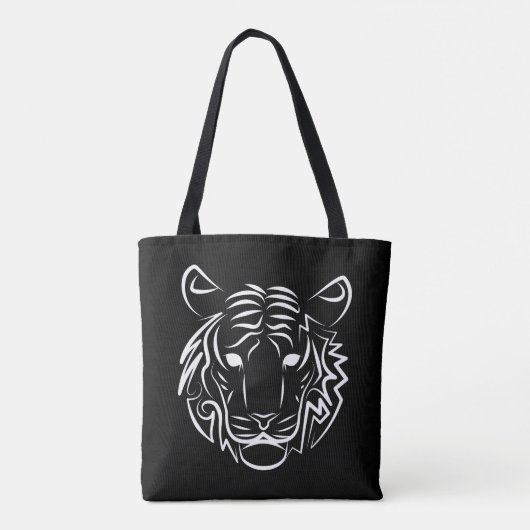 Zwart-witte tribale tijger tote bag (Achterkant)