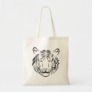 Zwart-witte tribale tijger tote bag