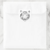 Zwart-witte tribale tijger vierkante sticker (Tas)