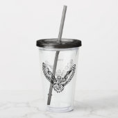 Zwart-witte tribale vliegende hond acryl drinkbeker (Achterkant)