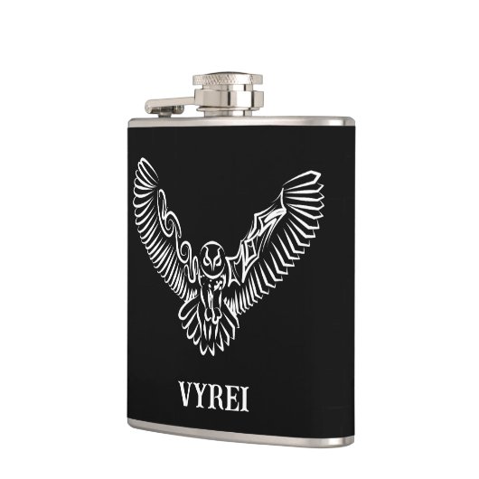 Zwart-witte tribale vliegende hond heupfles (Links)