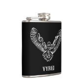 Zwart-witte tribale vliegende hond heupfles (Rechts)