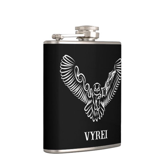 Zwart-witte tribale vliegende hond heupfles (Rechts)