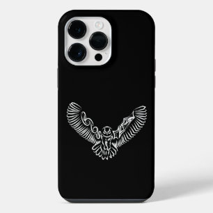 Zwart-witte tribale vliegende hond iPhone 14 pro max hoesje