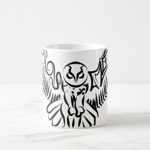 Zwart-witte tribale vliegende hond koffiemok
