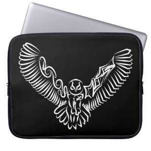Zwart-witte tribale vliegende hond laptop sleeve